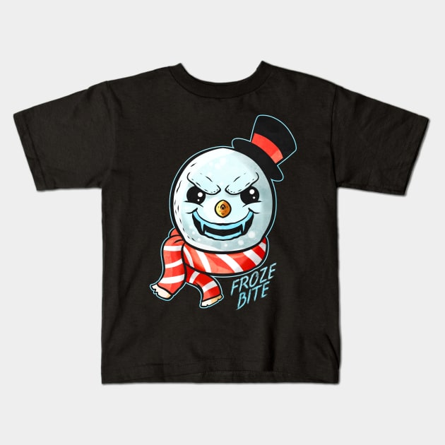 Evil Snowman Froze Bite Zylinder Fangs Halloween Kids T-Shirt by SinBle